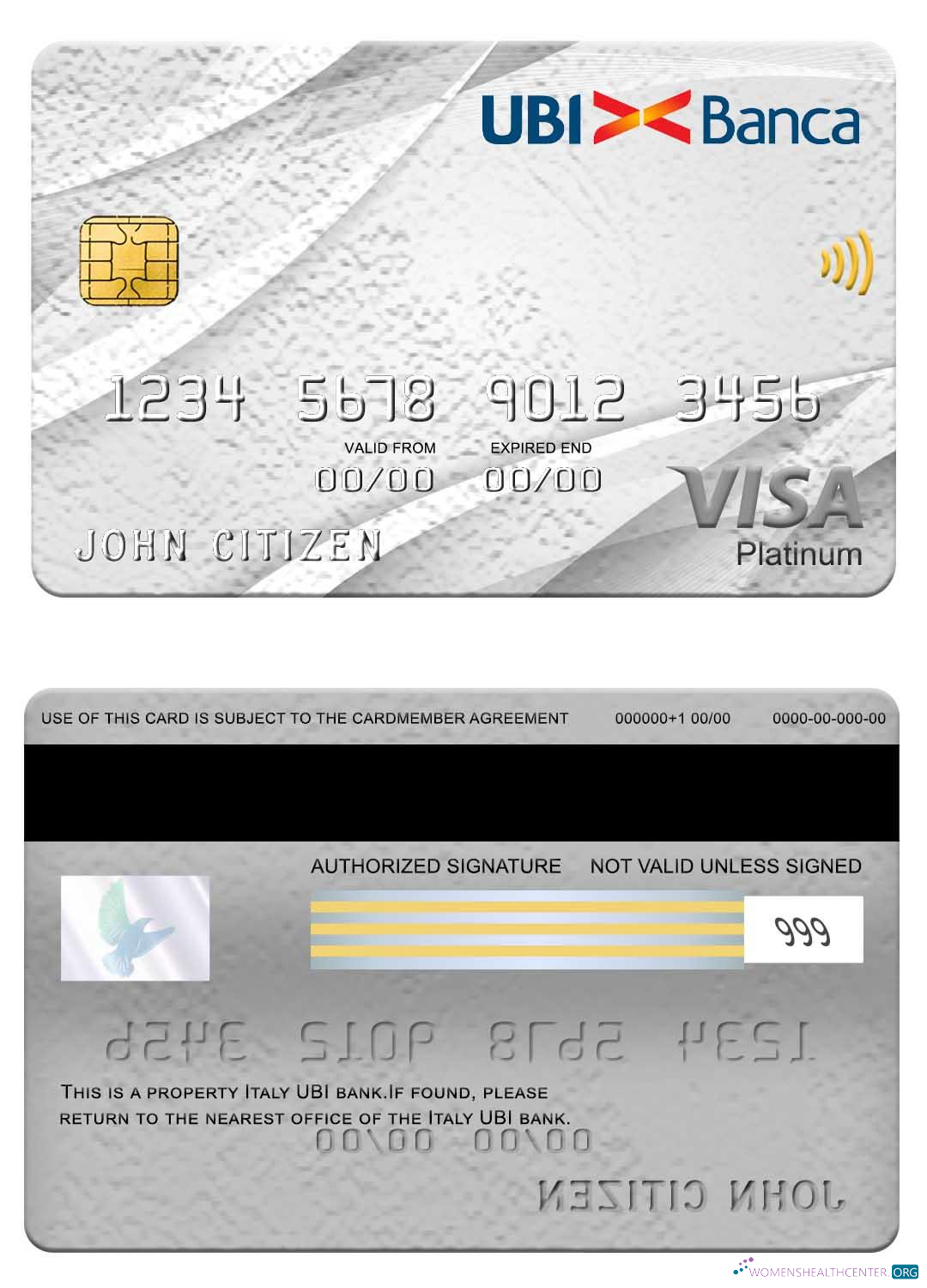 Download Italy UBI bank visa platinum card Photoshop template